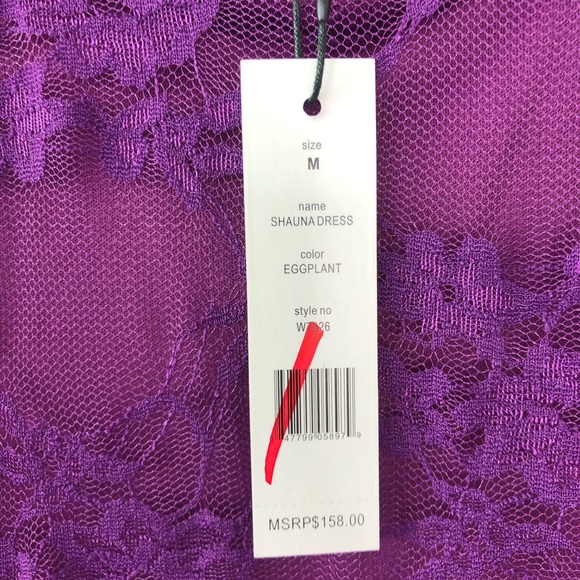 Walter Baker Egglpant Purple Shauna Dress Lace - Picture 3 of 5